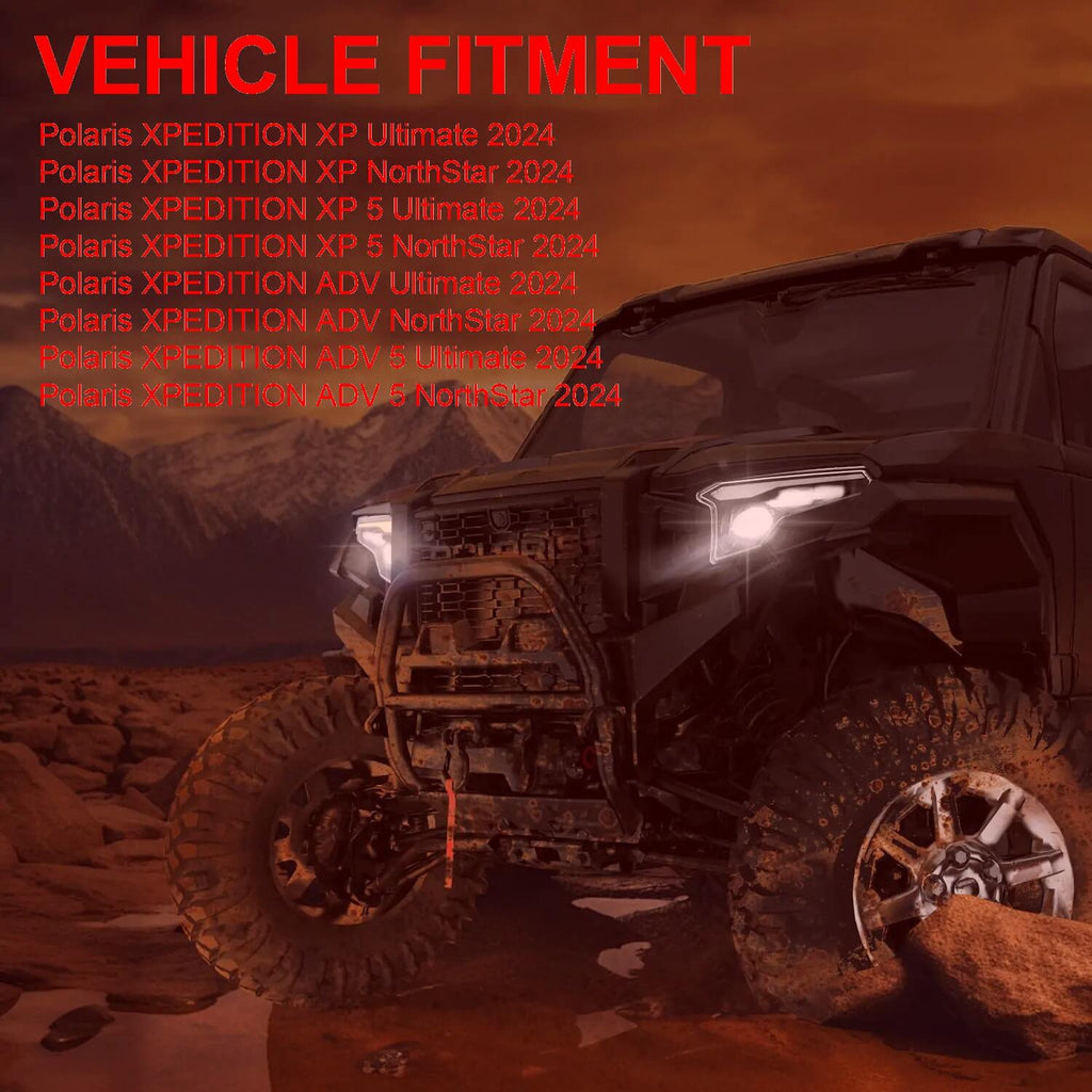 2024+ Polaris Xpedition XP ADV XP5 ADV5 120W LED Headlight with High-Low Beams DRL Sequential Turn Signal Lights