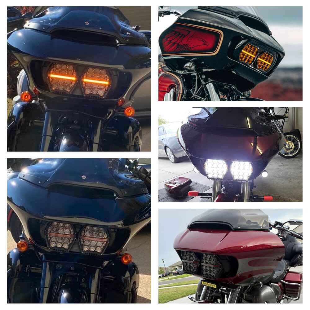 240W High Power Dual LED Headlight Projector Headlamp With DRL For Harley Road Glide ST CVO FLTR FLTRX FLTRU FLTRT 2015-2024