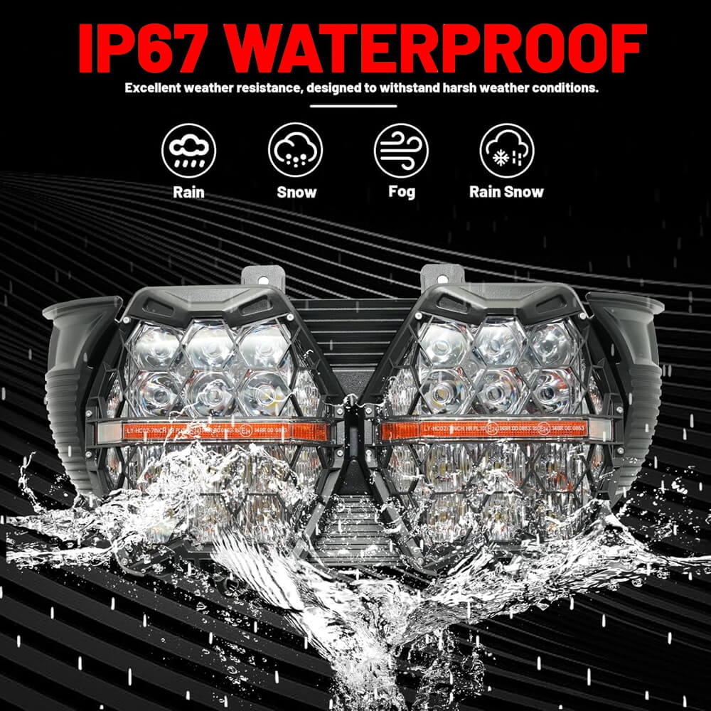 240W High Power Dual LED Headlight Projector Headlamp With DRL For Harley Road Glide ST CVO FLTR FLTRX FLTRU FLTRT 2015-2024