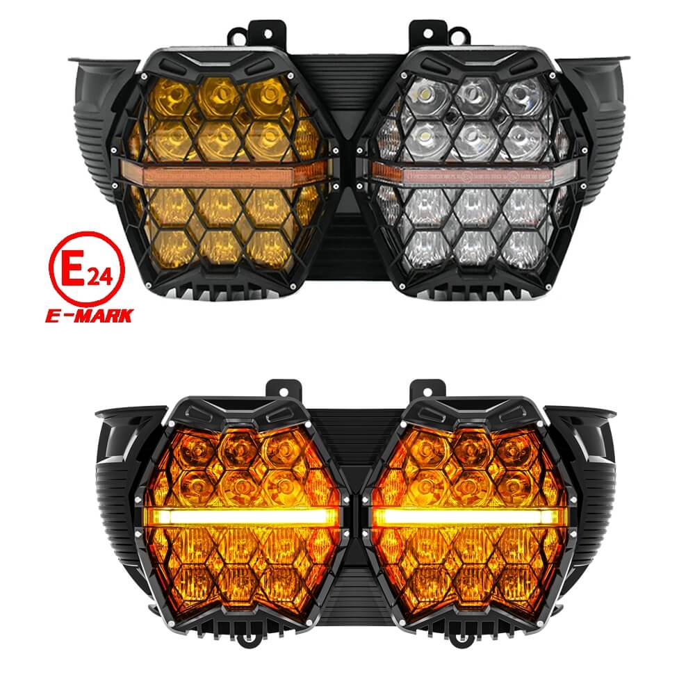 240W High Power Dual LED Headlight Projector Headlamp With DRL For Harley Road Glide ST CVO FLTR FLTRX FLTRU FLTRT 2015-2024