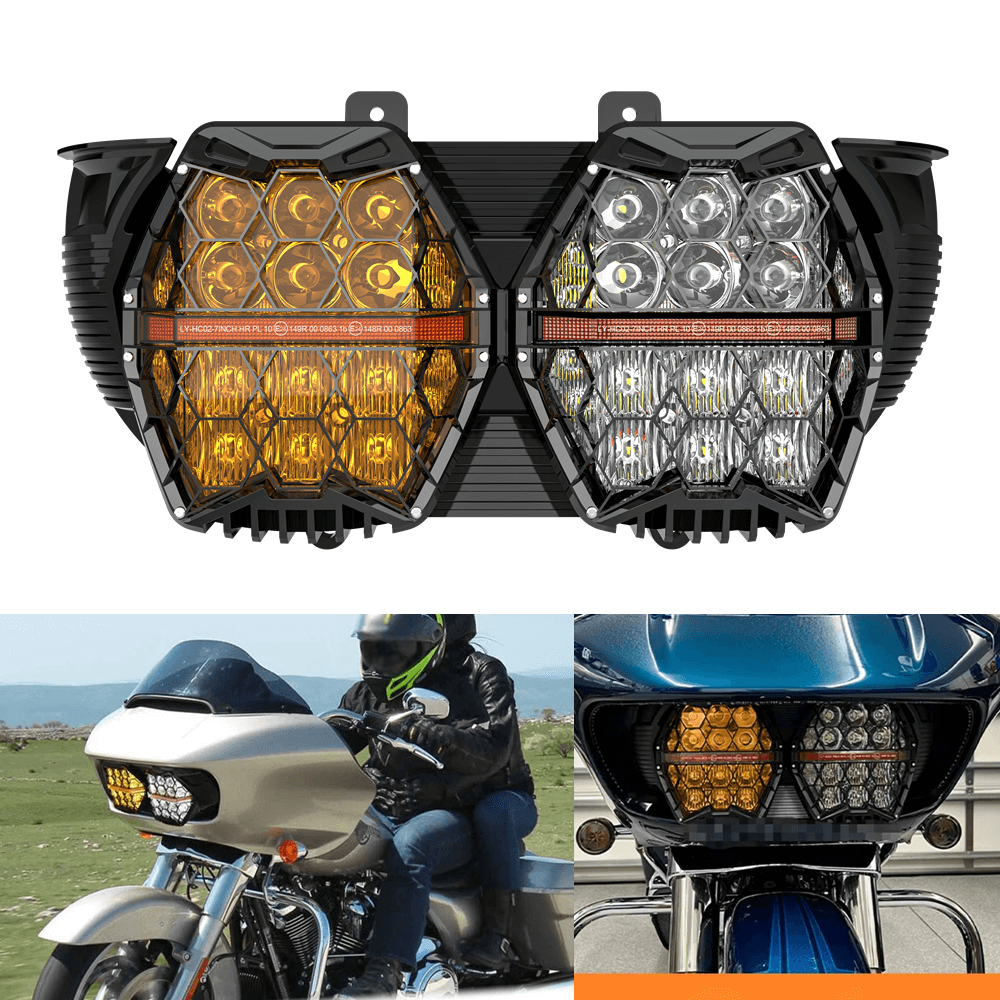 240W High Power Dual LED Headlight Projector Headlamp With DRL For Harley Road Glide ST CVO FLTR FLTRX FLTRU FLTRT 2015-2024