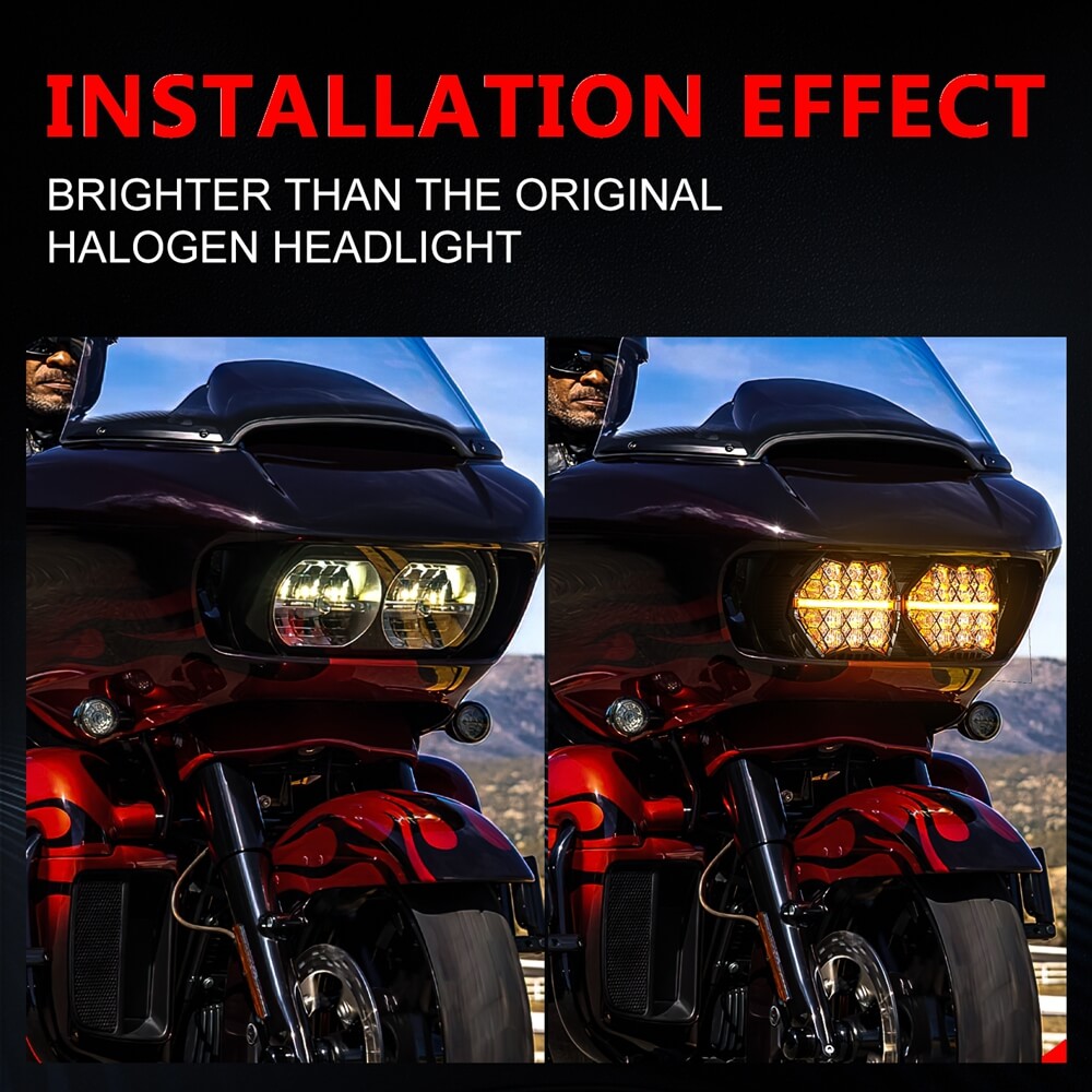 240W High Power Dual LED Headlight Projector Headlamp With DRL For Harley Road Glide ST CVO FLTR FLTRX FLTRU FLTRT 2015-2024
