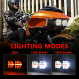 240W High Power Dual LED Headlight Projector Headlamp With DRL For Harley Road Glide ST CVO FLTR FLTRX FLTRU FLTRT 2015-2024