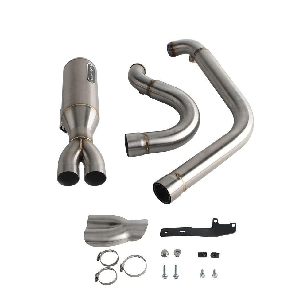 2 into 1 Big Bore Exhaust System Stainless Steel Muffler For Harley Dyna 2006-2017 Fat Bob Low Rider S Street Bob Wide Super Glide FXD - pazoma