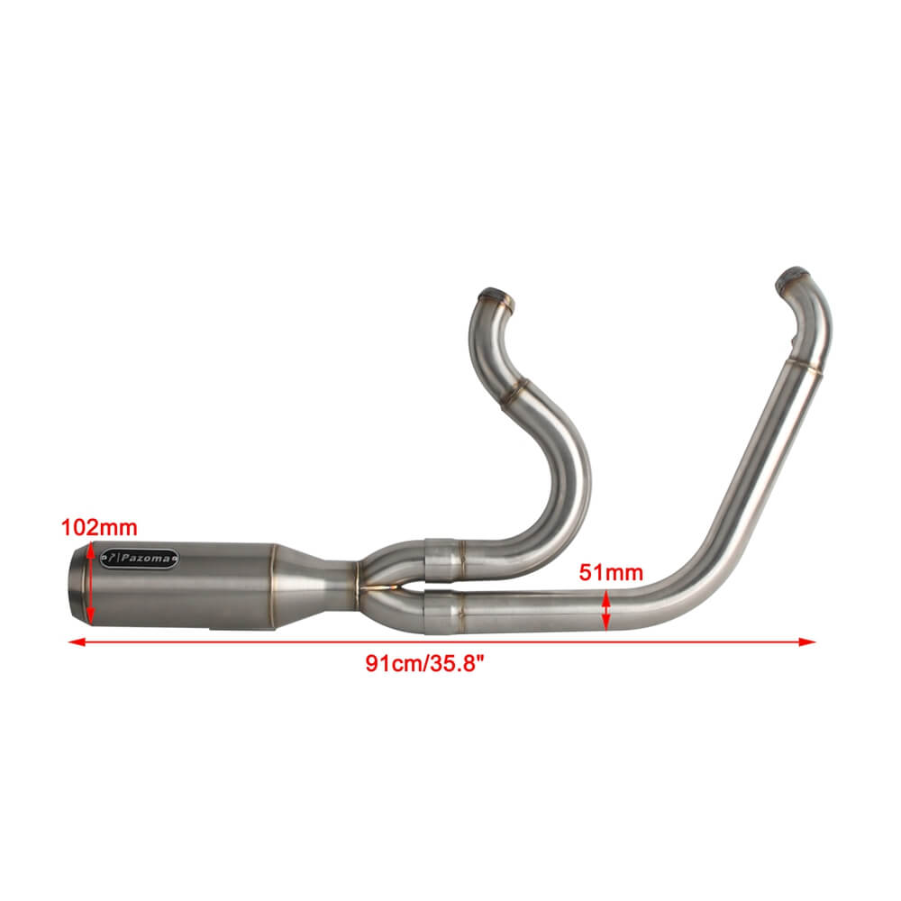 2 into 1 Big Bore Exhaust System Stainless Steel Muffler For Harley Dyna 2006-2017 Fat Bob Low Rider S Street Bob Wide Super Glide FXD - pazoma