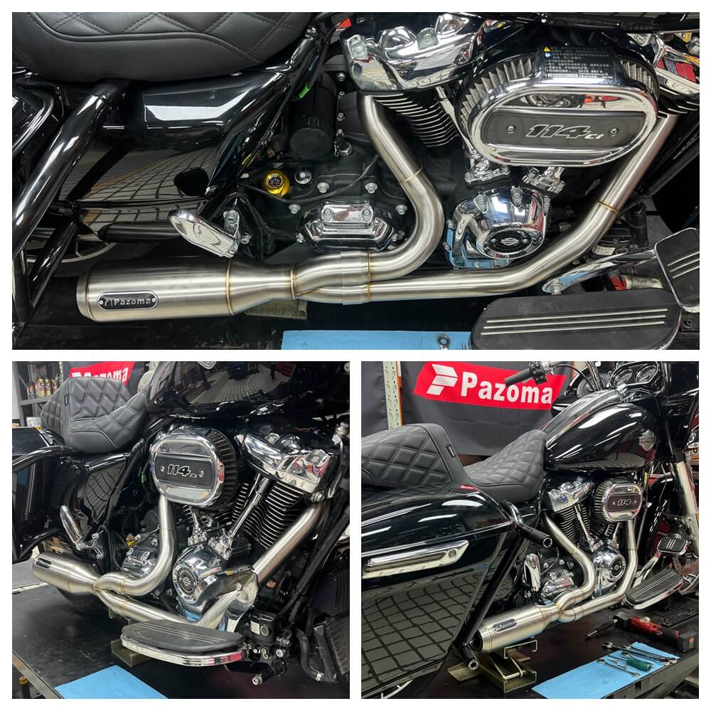 2 into 1 Big Bore Exhaust System Stainless Steel Muffler For Harley Touring FLH M8 Bagger Electra Street Road Glide Road King 2017up - pazoma