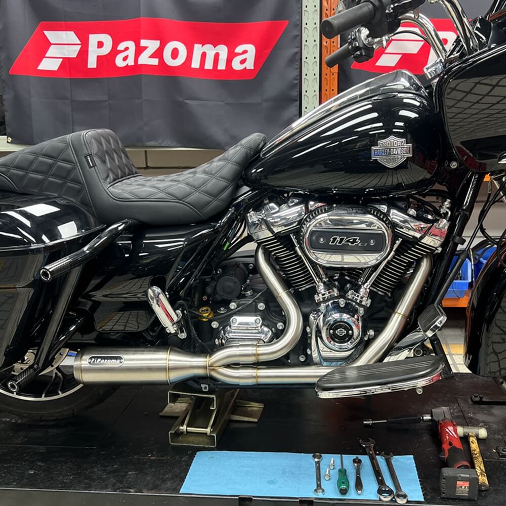 2 into 1 Big Bore Exhaust System Stainless Steel Muffler For Harley Touring FLH M8 Bagger Electra Street Road Glide Road King 2017up - pazoma