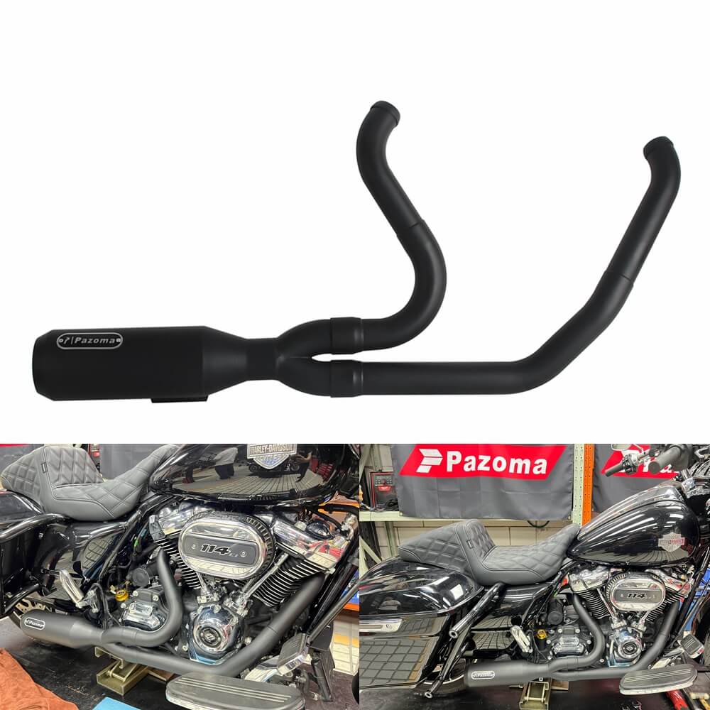 2 into 1 Big Bore Exhaust System Stainless Steel Muffler For Harley Touring FLH M8 Bagger Electra Street Road Glide Road King 2017up - pazoma