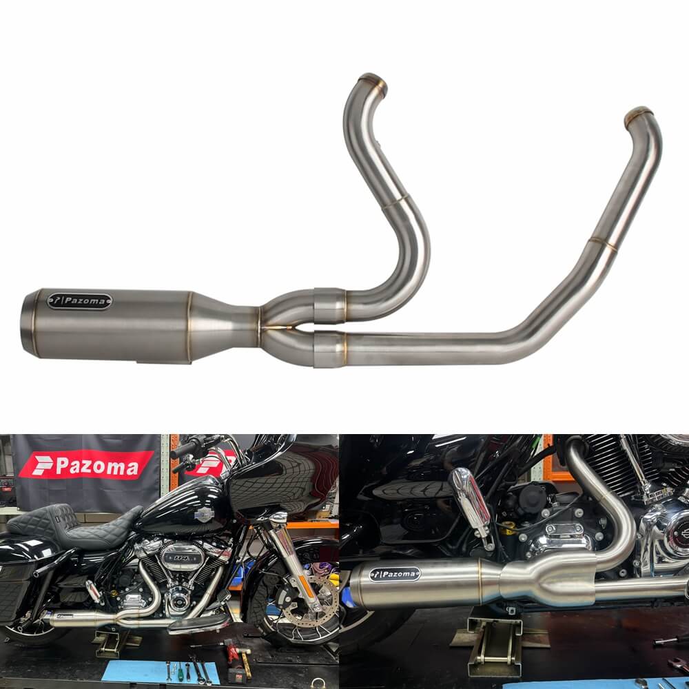 2 into 1 Big Bore Exhaust System Stainless Steel Muffler For Harley Touring FLH M8 Bagger Electra Street Road Glide Road King 2017up - pazoma