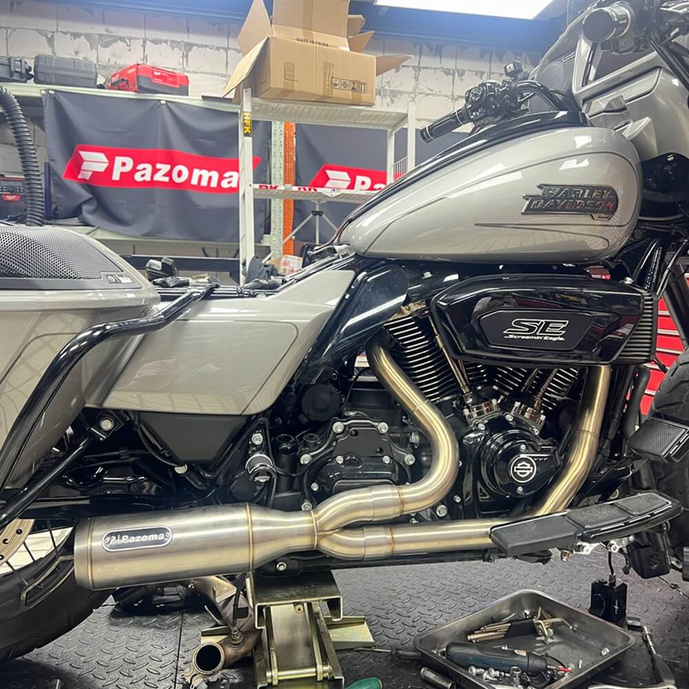 2 into 1 Big Bore Exhaust System Stainless Steel Muffler For Harley Touring FLH M8 Bagger Electra Street Road Glide Road King 2017up - pazoma