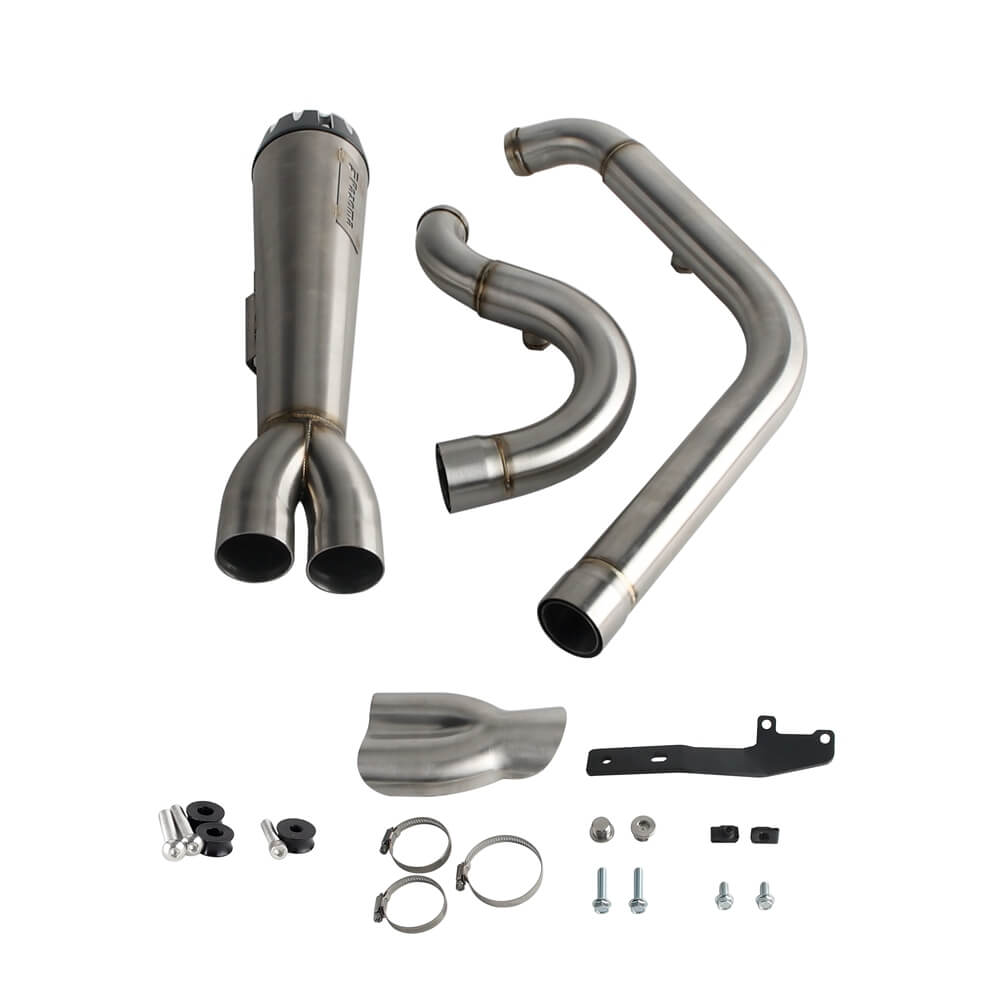 2 into 1 Big Bore Full Exhaust System Stainless Muffler For Harley M8 Softail Fat Street Bob Low Rider S ST Standard Slim FXFB '18-'25 - pazoma