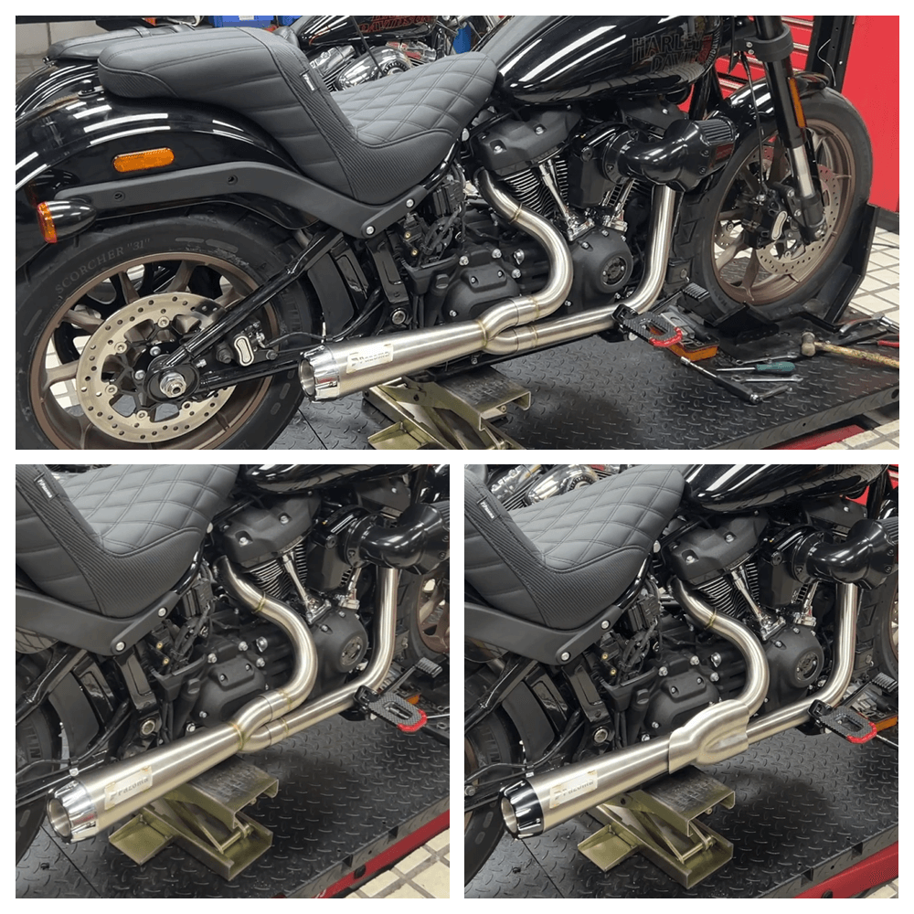 2 into 1 Big Bore Full Exhaust System Stainless Muffler For Harley M8 Softail Fat Street Bob Low Rider S ST Standard Slim FXFB '18-'25 - pazoma