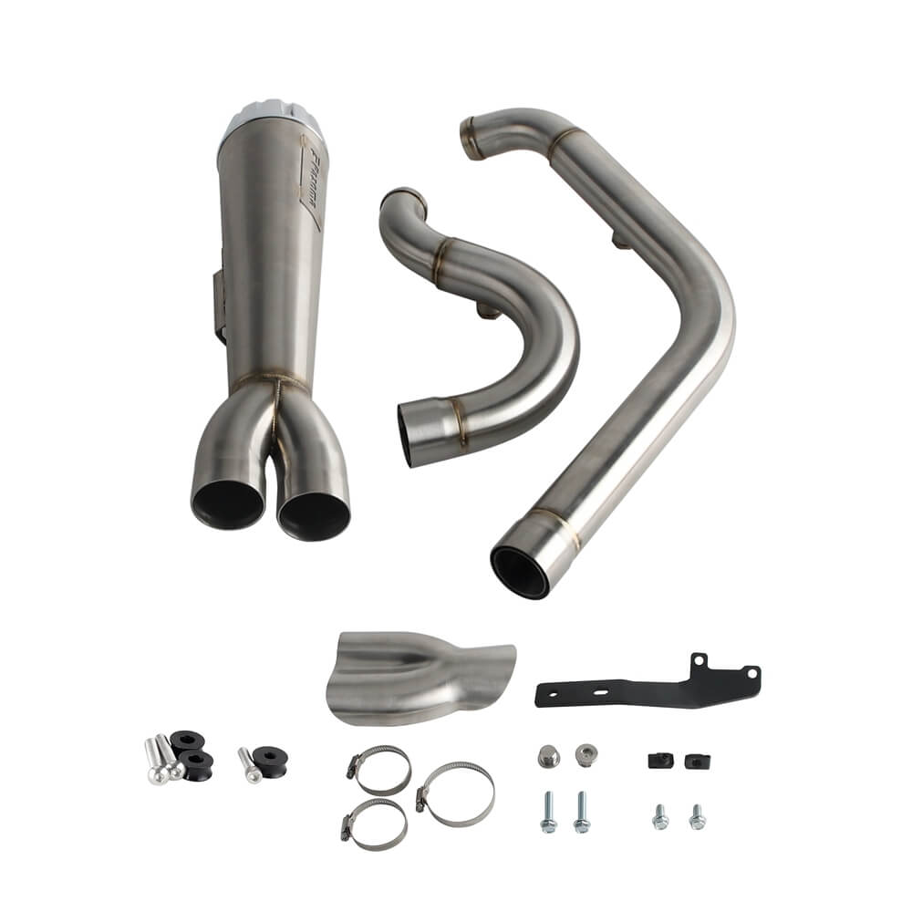 2 into 1 Big Bore Full Exhaust System Stainless Muffler For Harley M8 Softail Fat Street Bob Low Rider S ST Standard Slim FXFB '18-'25 - pazoma