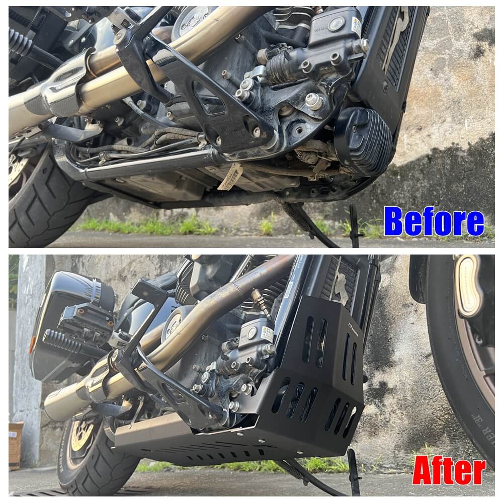 Aluminum Engine Guard Skid Plate Belly Pan Chassis Protection Cover For Harley Softail Low Rider S ST Sport Glide Standard Fat Boy Street Bob 18-2025 - pazoma