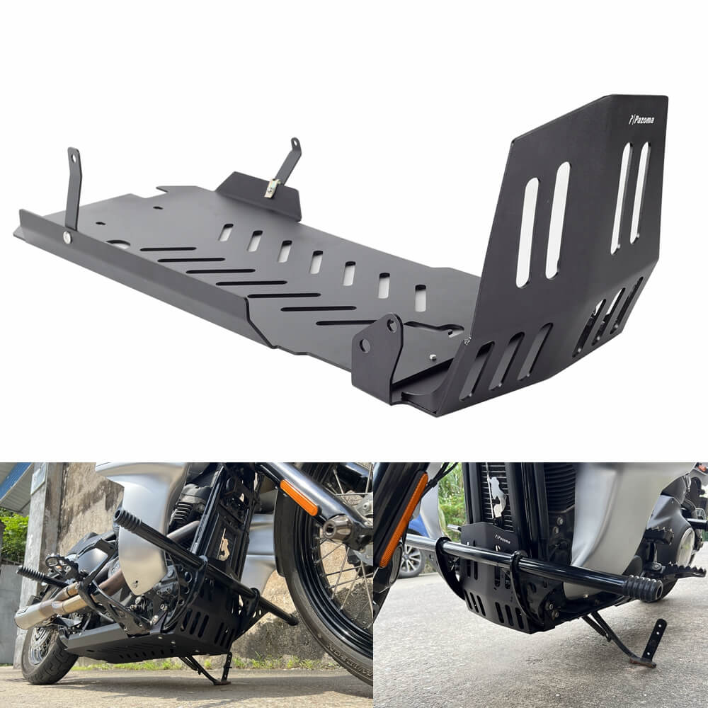 Aluminum Engine Guard Skid Plate Belly Pan Chassis Protection Cover For Harley Softail M8 Low Rider FXLR S ST FXBB FXST FXRST Crash Bar 2018-2025 - pazoma