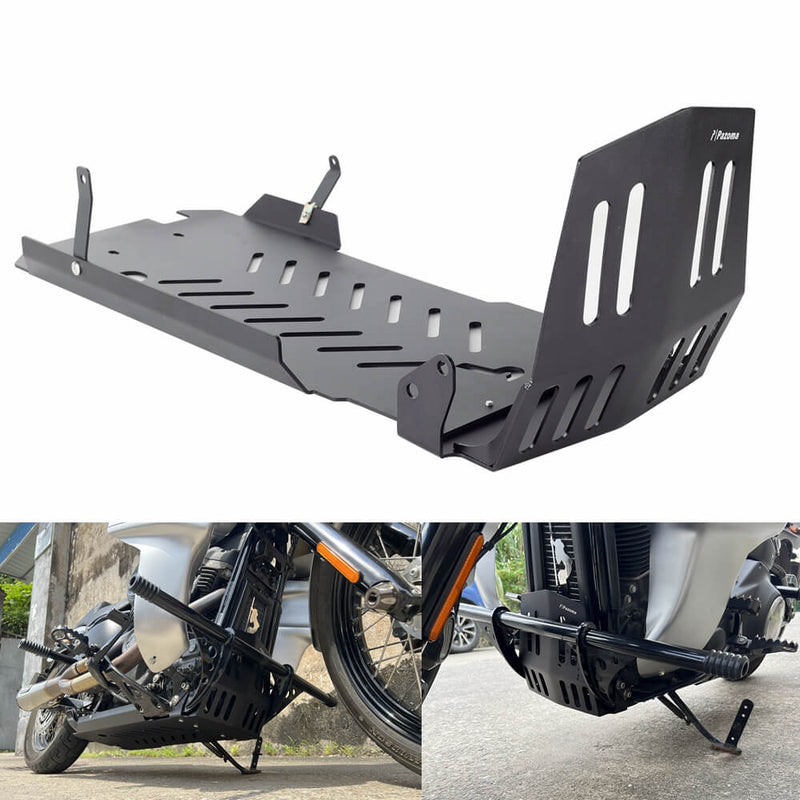 Aluminum Engine Guard Skid Plate Belly Pan Chassis Protection Cover For Harley Softail M8 Low Rider FXLR S ST FXBB FXST FXRST Crash Bar 2018-2025 - pazoma