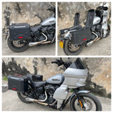 Harley M8 Softail Street Bob FXBB FXBBS Standard FXST Club Style Aluminum Side Cases Rear Luggage Box W/Mount Plate System Bracket 2018-2024 - pazoma