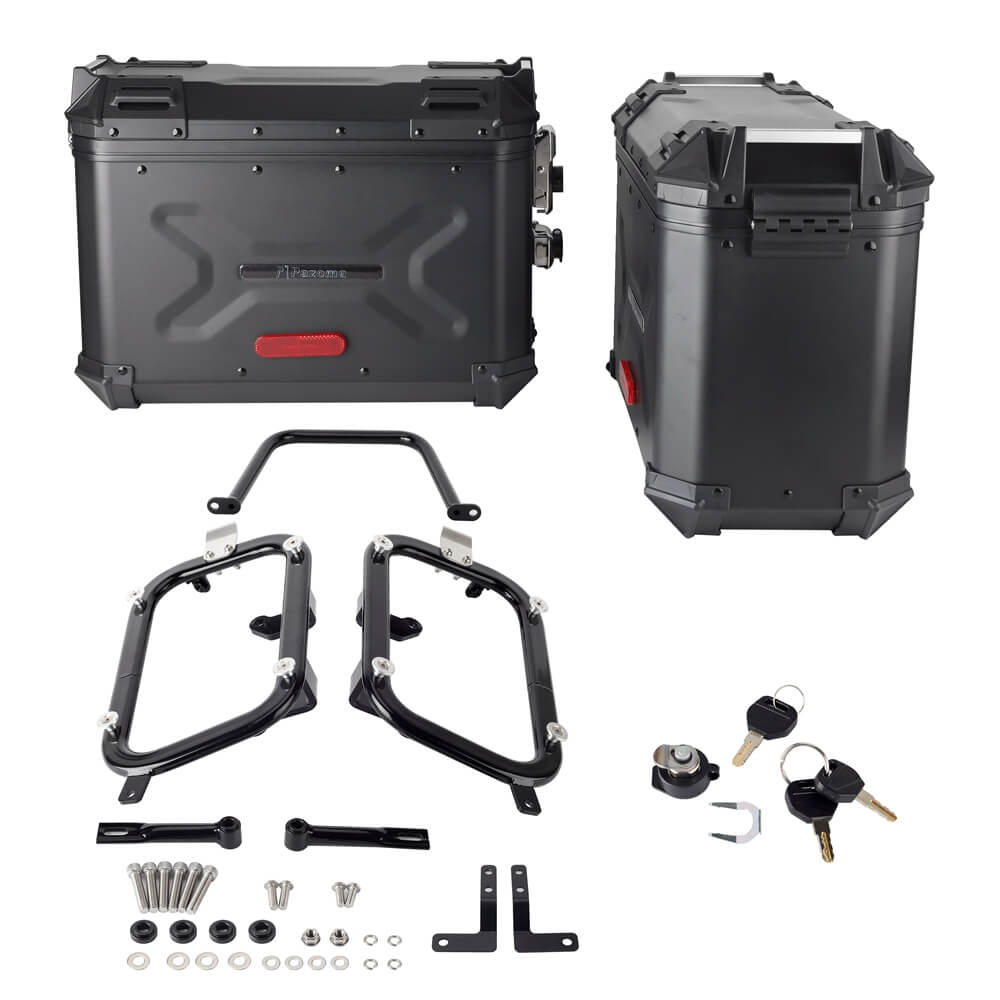 Harley M8 Softail Street Bob FXBB FXBBS Standard FXST Club Style Aluminum Side Cases Rear Luggage Box W/Mount Plate System Bracket 2018-2024 - pazoma