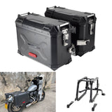 Pan America Style's Aluminum Side Top Cases Rear Luggage Tail Box W/Mount Bracket To Harley Street Bob FXBB Standard FXST 18-24 - pazoma