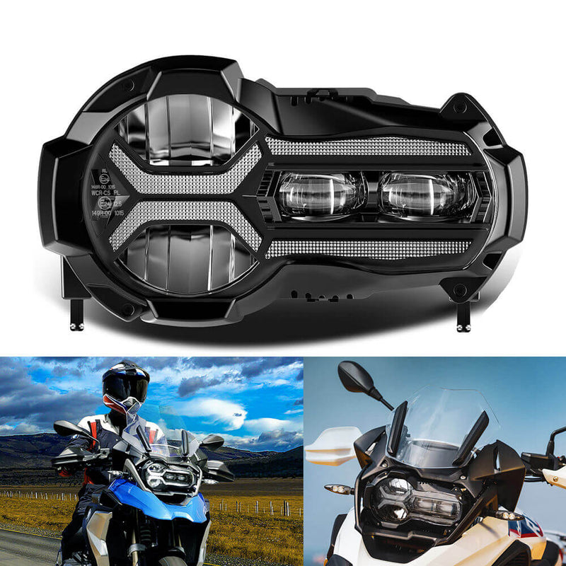 BMW 2013-2018 R1200GS R1200GSA 2019-2024 R1250GS R1250GSA E-Mark Approved LED Headlight Kit with Halo Ring High/Low Lighting Headlamp DRL - pazoma