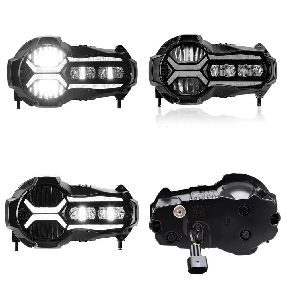 BMW 2013-2018 R1200GS R1200GSA 2019-2024 R1250GS R1250GSA E-Mark Approved LED Headlight Kit with Halo Ring High/Low Lighting Headlamp DRL - pazoma