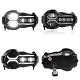 BMW 2013-2018 R1200GS R1200GSA 2019-2024 R1250GS R1250GSA E-Mark Approved LED Headlight Kit with Halo Ring High/Low Lighting Headlamp DRL - pazoma