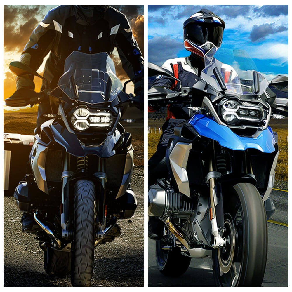 BMW 2013-2018 R1200GS R1200GSA 2019-2024 R1250GS R1250GSA E-Mark Approved LED Headlight Kit with Halo Ring High/Low Lighting Headlamp DRL - pazoma