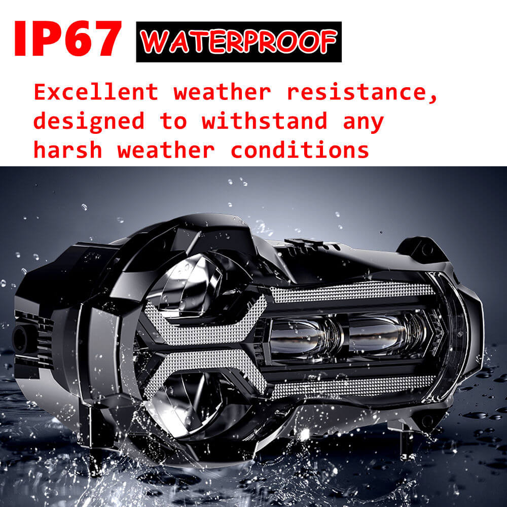 BMW 2013-2018 R1200GS R1200GSA 2019-2024 R1250GS R1250GSA E-Mark Approved LED Headlight Kit with Halo Ring High/Low Lighting Headlamp DRL - pazoma