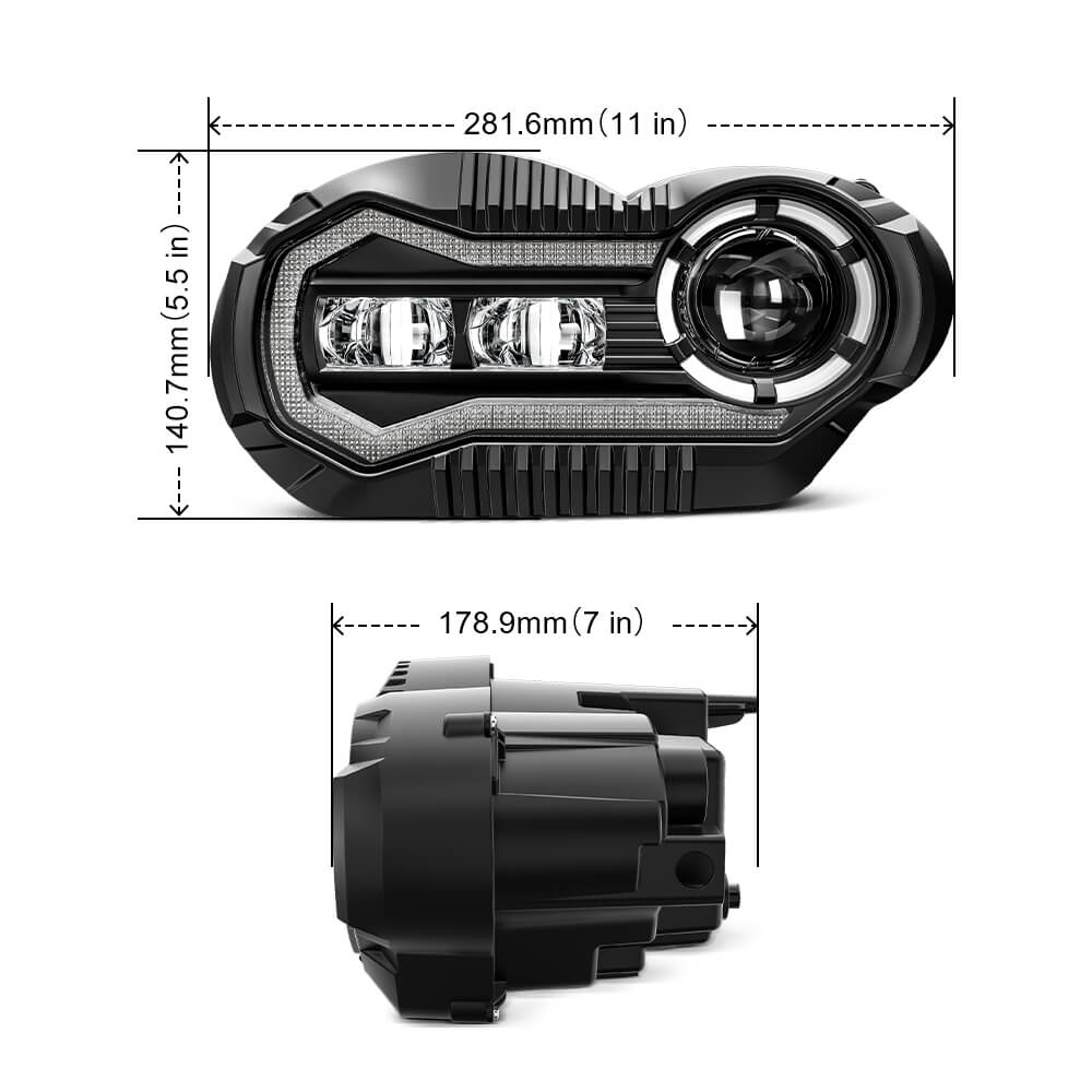BMW R1200GS 2003-2012 R1200GS Adventure 2005-2013 E-Mark Approved LED Headlight Kit with Halo Ring High/Low Lighting Headlamp DRL - pazoma