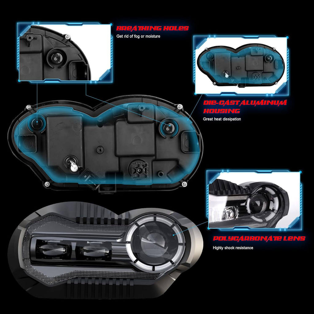 BMW R1200GS 2003-2012 R1200GS Adventure 2005-2013 E-Mark Approved LED Headlight Kit with Halo Ring High/Low Lighting Headlamp DRL - pazoma