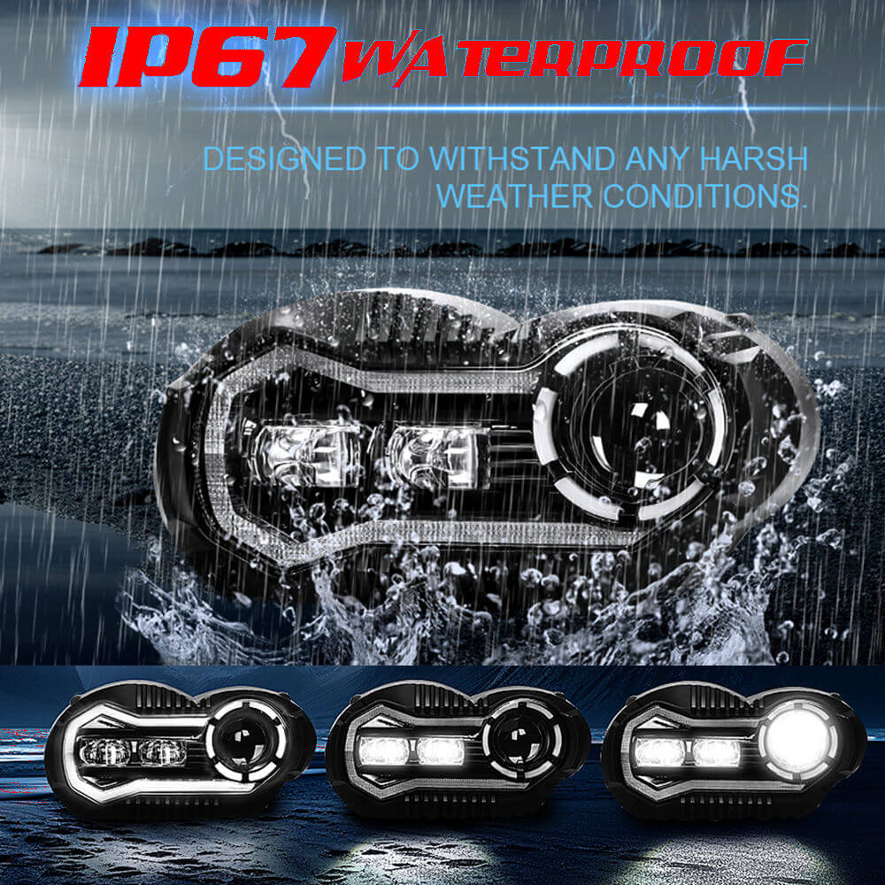 BMW R1200GS 2003-2012 R1200GS Adventure 2005-2013 E-Mark Approved LED Headlight Kit with Halo Ring High/Low Lighting Headlamp DRL - pazoma