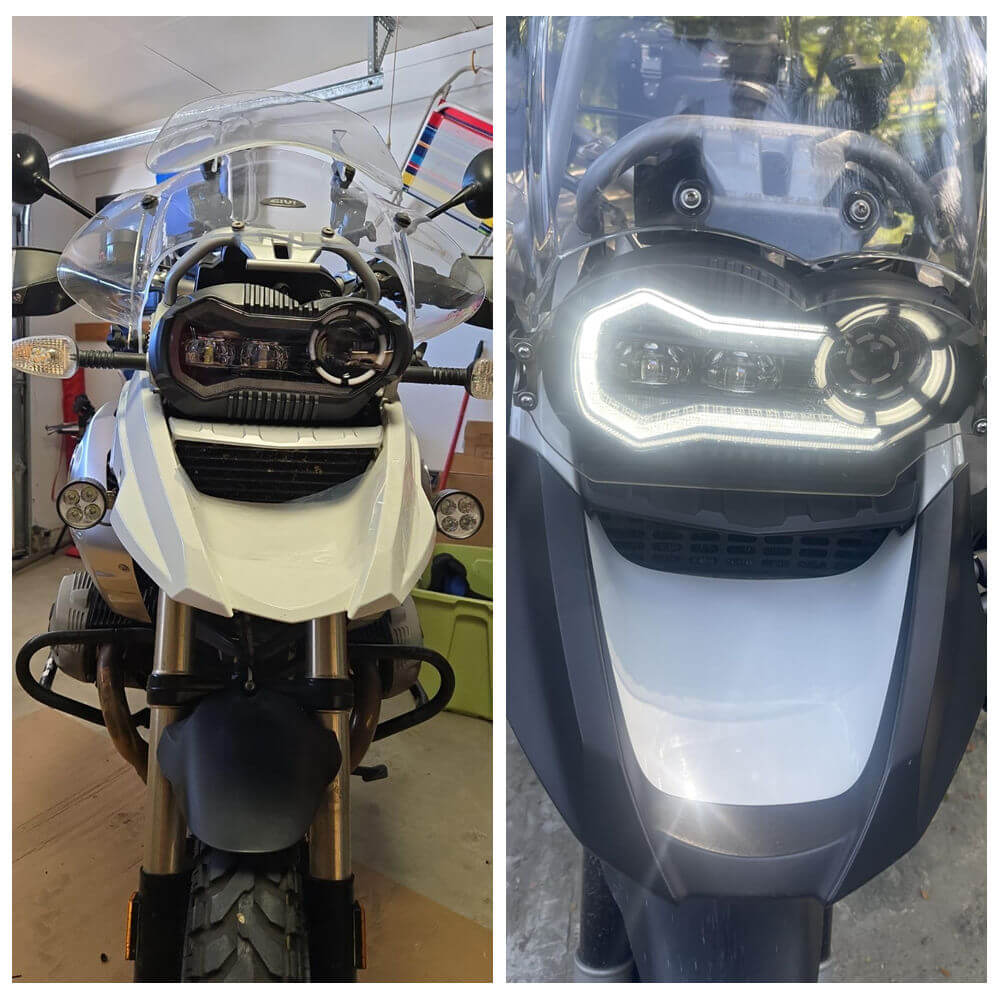 BMW R1200GS 2003-2012 R1200GS Adventure 2005-2013 E-Mark Approved LED Headlight Kit with Halo Ring High/Low Lighting Headlamp DRL - pazoma