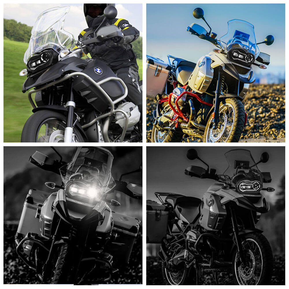 BMW R1200GS 2003-2012 R1200GS Adventure 2005-2013 E-Mark Approved LED Headlight Kit with Halo Ring High/Low Lighting Headlamp DRL - pazoma