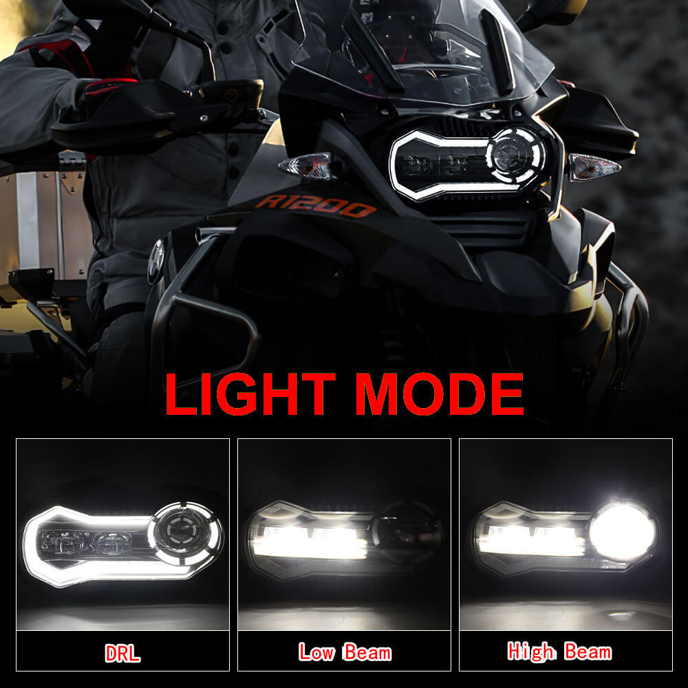 BMW R1200GS 2003-2012 R1200GS Adventure 2005-2013 E-Mark Approved LED Headlight Kit with Halo Ring High/Low Lighting Headlamp DRL - pazoma