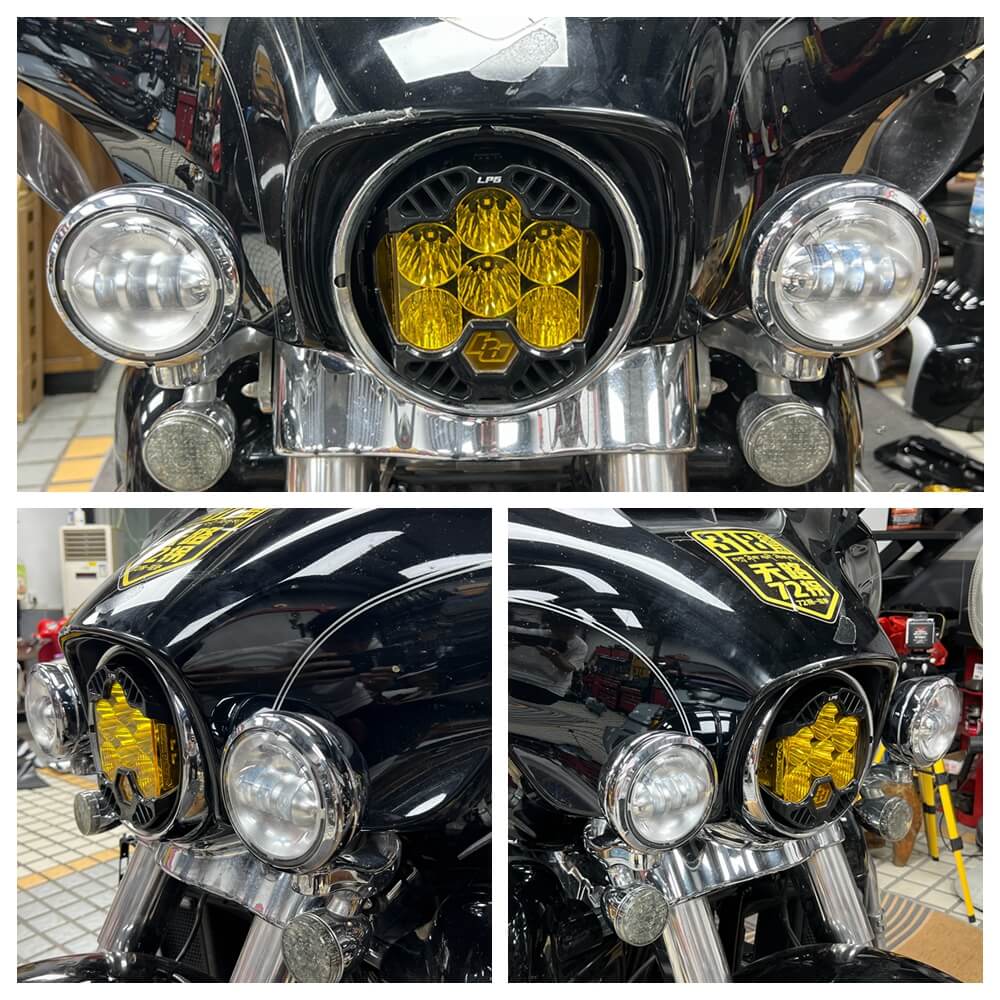 Harley Street Glide Baja Designs LP6 Shark Demon 2 LED Headlight Bracket System Adjust The Light Height Mount FLHT FLHTK 1999-2023 - pazoma