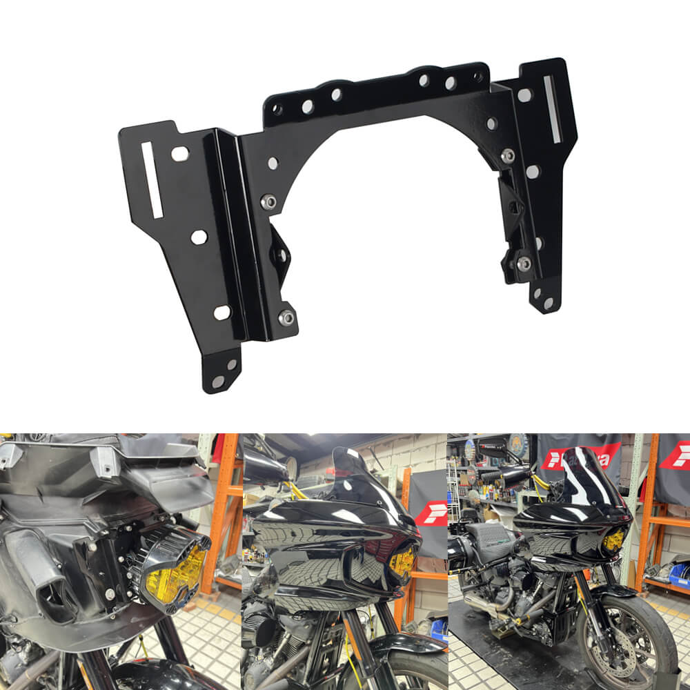 Baja Designs LP6 and Shark Demon 2 Headlight Bracket System Mounting Assembly For Harley Softail M8 Low Rider ST 117 FXLRST FXRST 2022-2025 - pazoma