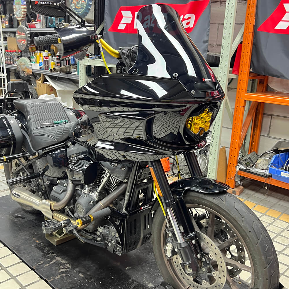 Baja Designs LP6 and Shark Demon 2 Headlight Bracket System Mounting Assembly For Harley Softail M8 Low Rider ST 117 FXLRST FXRST 2022-2025 - pazoma