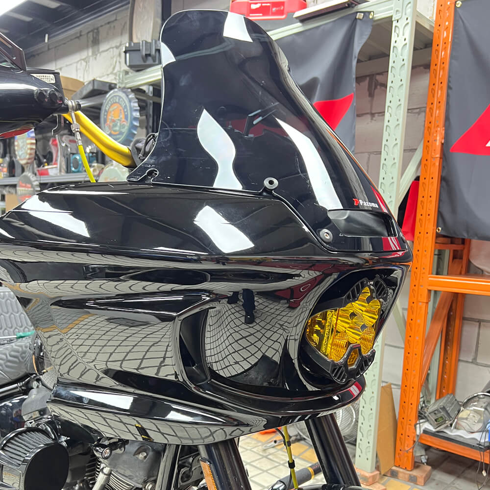 Baja Designs LP6 and Shark Demon 2 Headlight Bracket System Mounting Assembly For Harley Softail M8 Low Rider ST 117 FXLRST FXRST 2022-2025 - pazoma