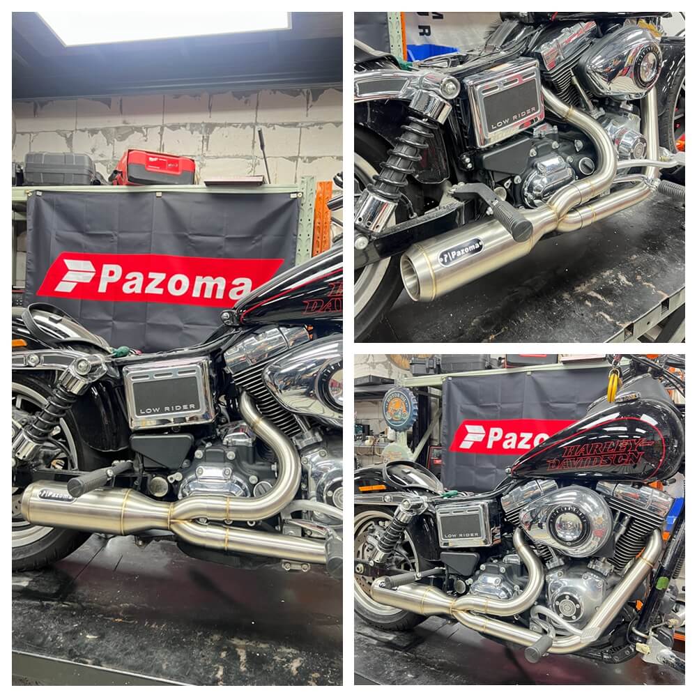 2 into 1 Big Bore Exhaust System Stainless Steel Muffler For Harley Dyna 2006-2017 Fat Bob Low Rider S Street Bob Wide Super Glide FXD - pazoma