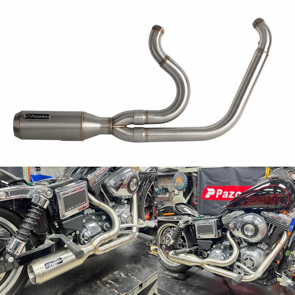 2 into 1 Big Bore Exhaust System Stainless Steel Muffler For Harley Dyna 2006-2017 Fat Bob Low Rider S Street Bob Wide Super Glide FXD - pazoma
