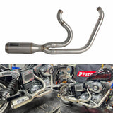 2 into 1 Big Bore Exhaust System Stainless Steel Muffler For Harley Dyna 2006-2017 Fat Bob Low Rider S Street Bob Wide Super Glide FXD - pazoma