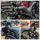 Harley M8 Softail Low Rider S FXLR FXLRS Low profile Fixed Mini Sports Sissy Bar Kit Club Style Backrests 2018-2025 - pazoma