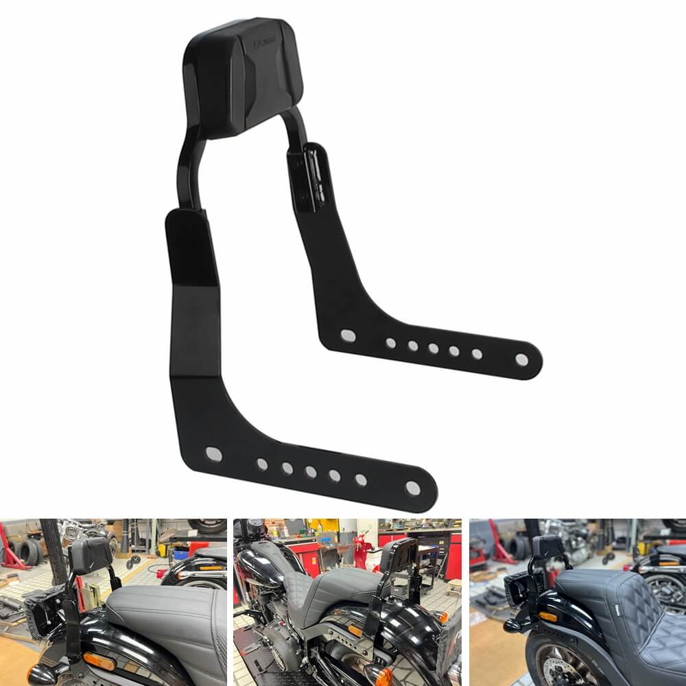 Harley M8 Softail Low Rider S FXLR FXLRS Low profile Fixed Mini Sports Sissy Bar Kit Club Style Backrests 2018-2025 - pazoma