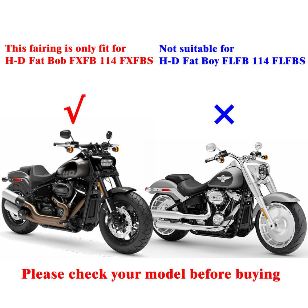 2018-2025 Harley Softail M8 Fat Bob 114 FXFB FXFBS Club Style Headlight Fairing w/11" Smoke Eye Shape Vented Windshield - pazoma