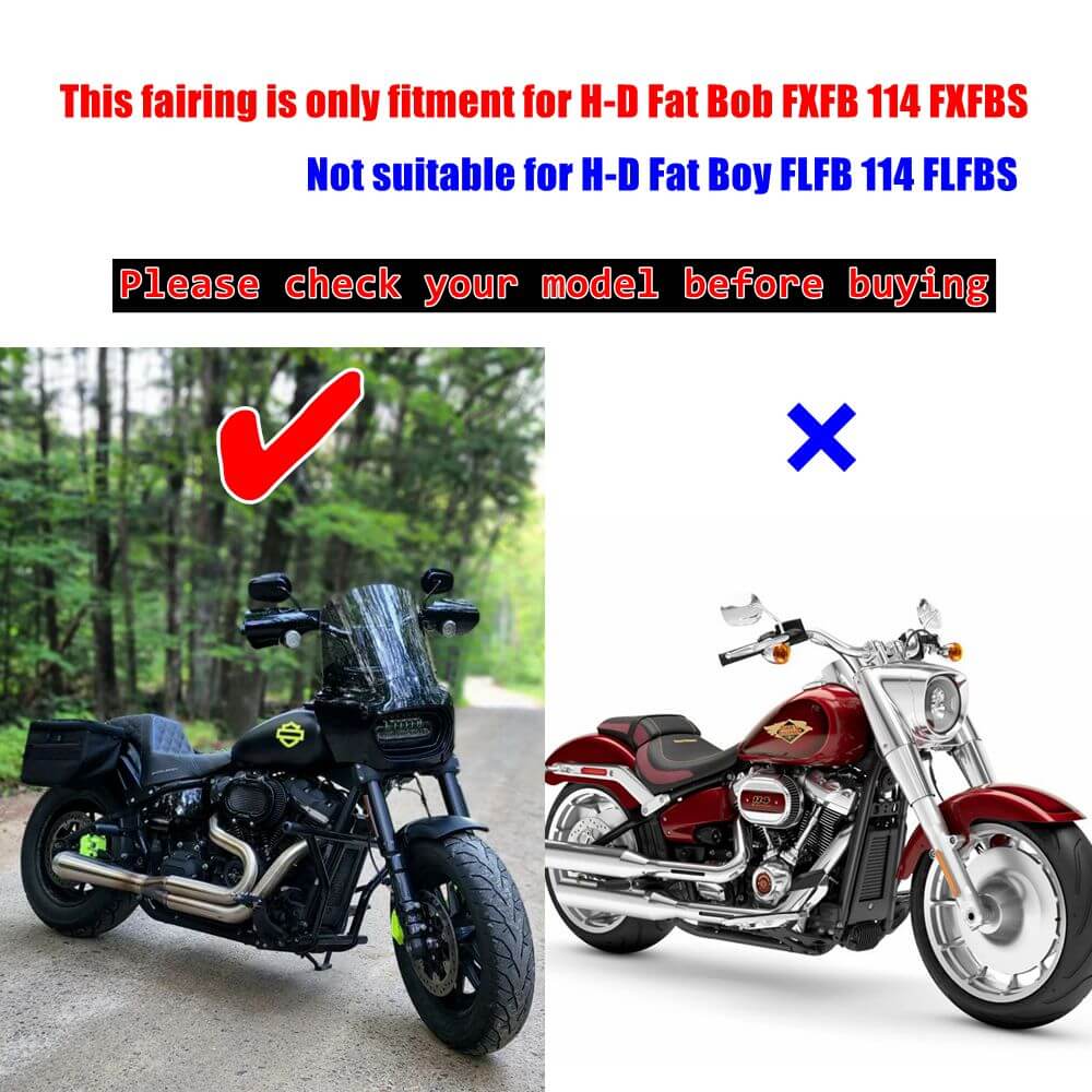 Club Style Front Headlight Fairing Lamp mask Cowl w/15" 11" Windshield For Harley Softail M8 Fat Bob 114 FXFB FXFBS 2018-2025 - pazoma