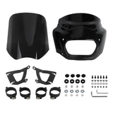 Club Style Front Headlight Fairing Lamp mask Cowl w/15" 11" Windshield For Harley Softail M8 Fat Bob 114 FXFB FXFBS 2018-2025 - pazoma