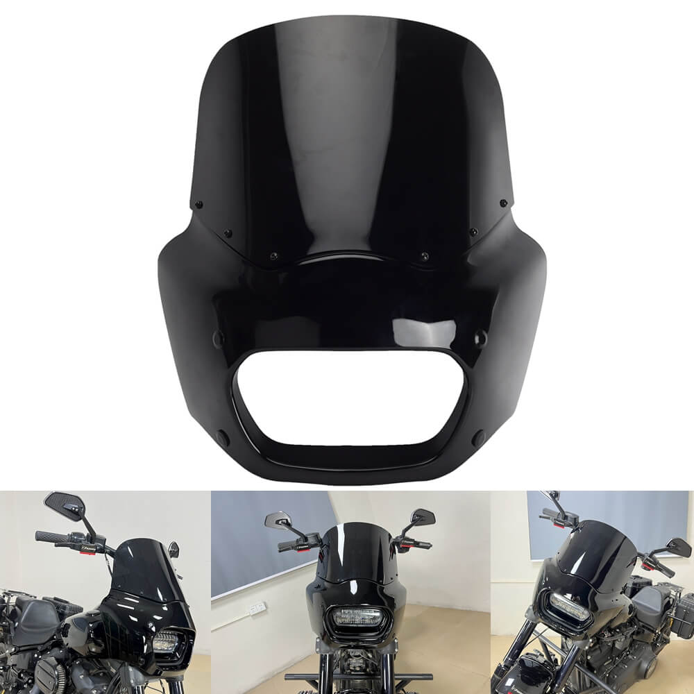 Club Style Front Headlight Fairing w/15" 11" Windshield For Harley Softail M8 Fat Bob 114 FXFB FXFBS 2018-2025 - pazoma