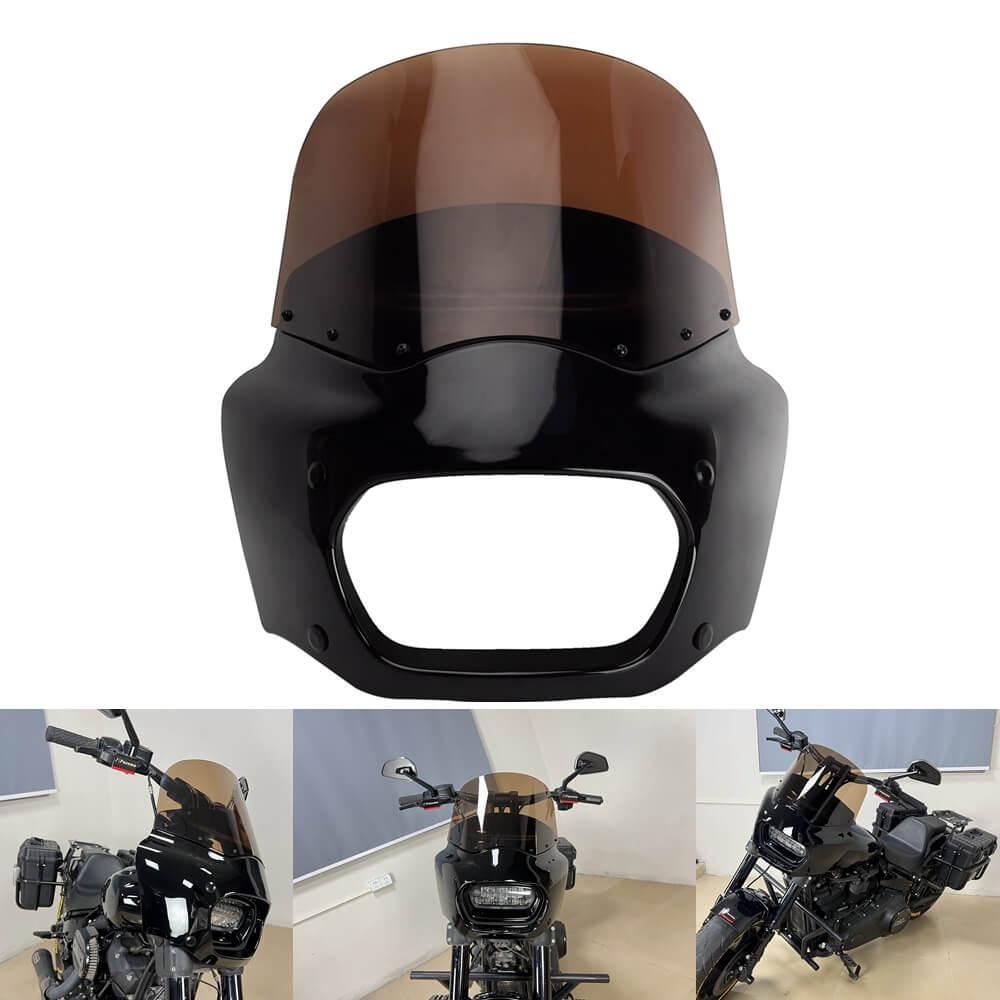 Club Style Front Headlight Fairing w/15" 11" Windshield For Harley Softail M8 Fat Bob 114 FXFB FXFBS 2018-2025 - pazoma