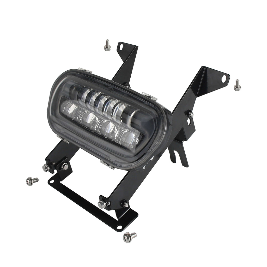 Harley Dyna Low Rider Street Bob Super Glide Club Style Headlight Shark Fairing Front Mask w/LED Headlamp DRL Turn Signal Kit - pazoma