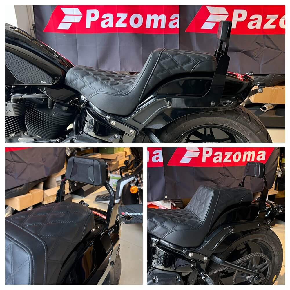 Club Style Passenger Backrests Low profile Fixed Mini Sports Sissy Bar Kit For Harley M8 Softail Fat Bob FXFB FXFBS 2018-2025 - pazoma